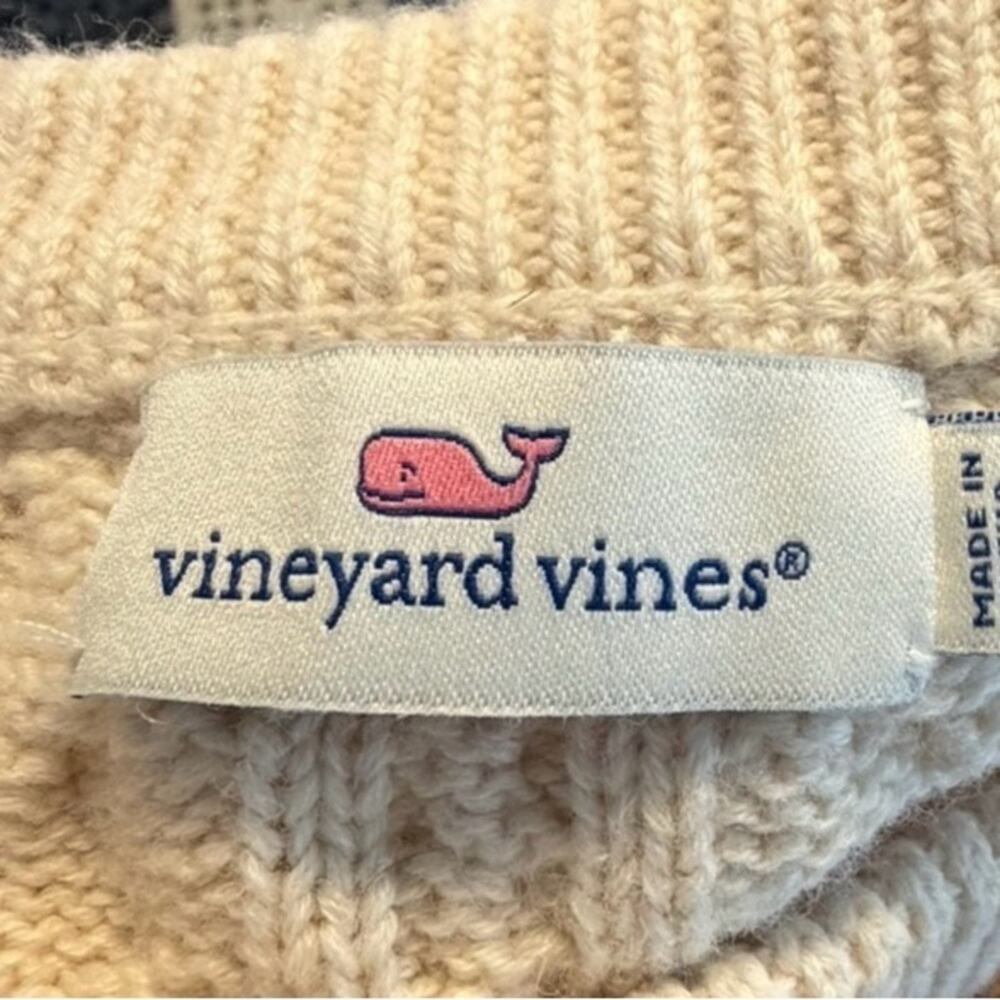 Vineyard Vines Varsity Pop Fisherman Cable Knit Sweater Size S - Picture 4 of 8